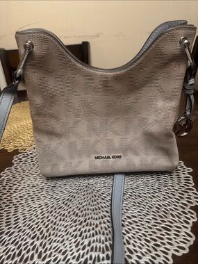 MICHAEL KORS Light Blue Perforated Logo Crossbody Bag